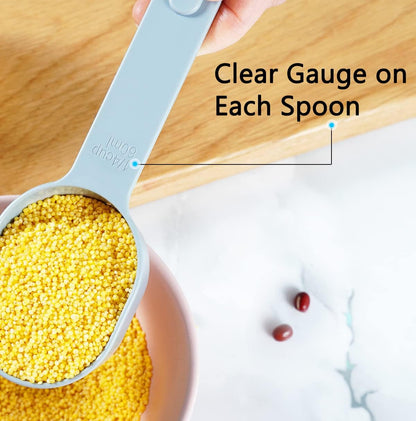 Recogwood Measuring Cups and Spoons set 10 Pieces, Stackable Measuring Cup with Lid, Kitchen Cooking Baking Measuring Spoons Set for Liquid and Dry, BPA Free, Dishwasher Safe