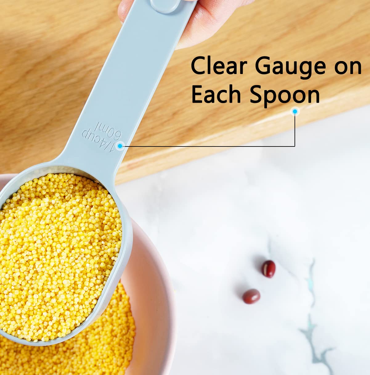 Recogwood Measuring Cups and Spoons set 10 Pieces, Stackable Measuring Cup with Lid, Kitchen Cooking Baking Measuring Spoons Set for Liquid and Dry, BPA Free, Dishwasher Safe