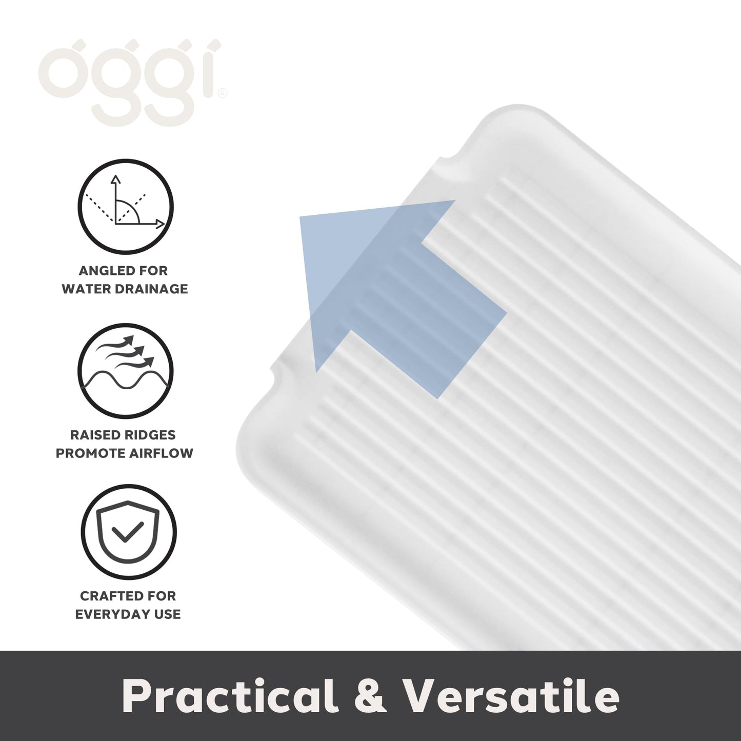 OGGI Dish Drain Board & Drying Rack Tray for Kitchen - Ideal Rigid Drainboard, Dish Drainer Tray, Dish Drain Boards for Kitchen Counter, 12.75 x 17.25" - White