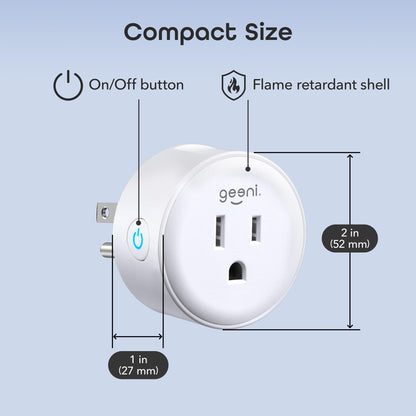 Geeni Dot Smart Plug with 2.4GHz WiFi Connectivity – 2-Pack Compact, Fire-Resistant Smart Outlet Plugs with Schedule & Timer – No Hub Needed, Supports Alexa & Google