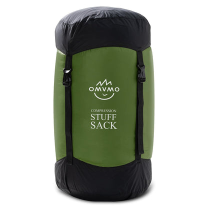 OMVMO Sleeping Bag Stuff Sack, 11L/18L/30L/45L/52L Water-Resistant Compression Sack,Anti-Tear Ultra Light Nylon Storage Bag，Black/Yellow/Orange/Dark Blue/Dark Green/Sky Blue (Dark Green, XXL/53L)