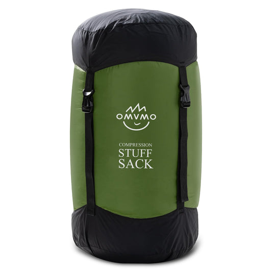 OMVMO Sleeping Bag Stuff Sack, 11L/18L/30L/45L/52L Water-Resistant Compression Sack,Anti-Tear Ultra Light Nylon Storage Bag，Black/Yellow/Orange/Dark Blue/Dark Green/Sky Blue (Dark Green, XXL/53L)