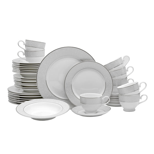 Mikasa Parchment 40-Piece Dinnerware Set, Service for 8, Durable Porcelain Plates, Bowls, and Mugs with Contemporary Design, Dishwasher Safe