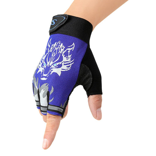 Kids Fingerless Cycling Gloves Non-Slip Shock-Absorbing Child Riding Bike Gloves Half Finger Outdoor Sports Gloves for Girls Boys Fishing Bicycle Roller Skating Hunting Climbing