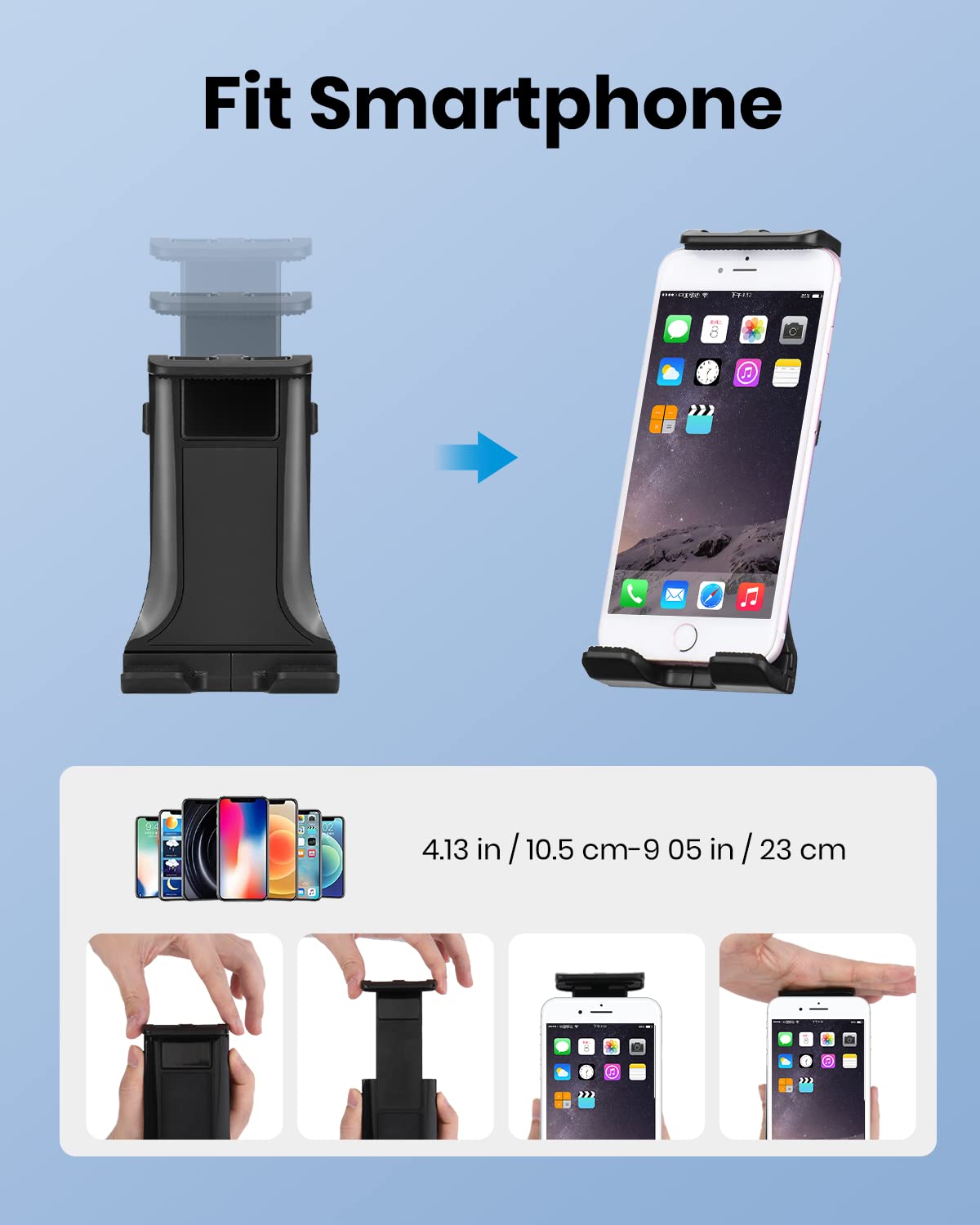 Moukey Tablet Holder for Microphone Stand, Adjustable Mic Music Stand Phone Holder Mount, Compatible with iPad, iPhone, Android, All 4.7 to 12.9 Inches Tablets & Smartphones