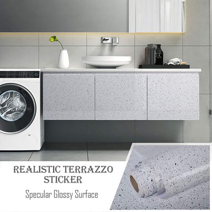 MelunMer Glossy Marble Contact Paper for Countertops Peel and Stick Wallpaper for Kitchen Waterproof Granite White Marble Sticker Self Adhesive Removable Wallpaper 118”×23.6” Easy to Install & Clean