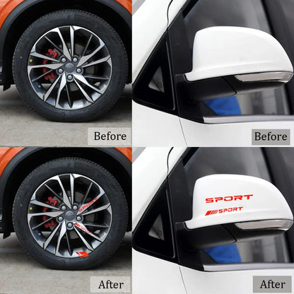 Pincuttee 14pcs Car Decal Stickers,Wheel Rim Decal Sticker,Sport Logo Reflective Stickers,Sport Emblem Car Rear Bumper Sticker,Rear Mirror Decals for All Vehicles(Red,14PCS)