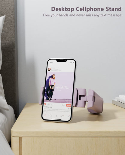 MiiKARE Airplane Travel Essentials Phone Holder, Universal Handsfree Phone Mount for Flying with 360 Degree Rotation, Accessory for Airplane, Travel Must Haves Phone Stand for Desk-Black&Purple