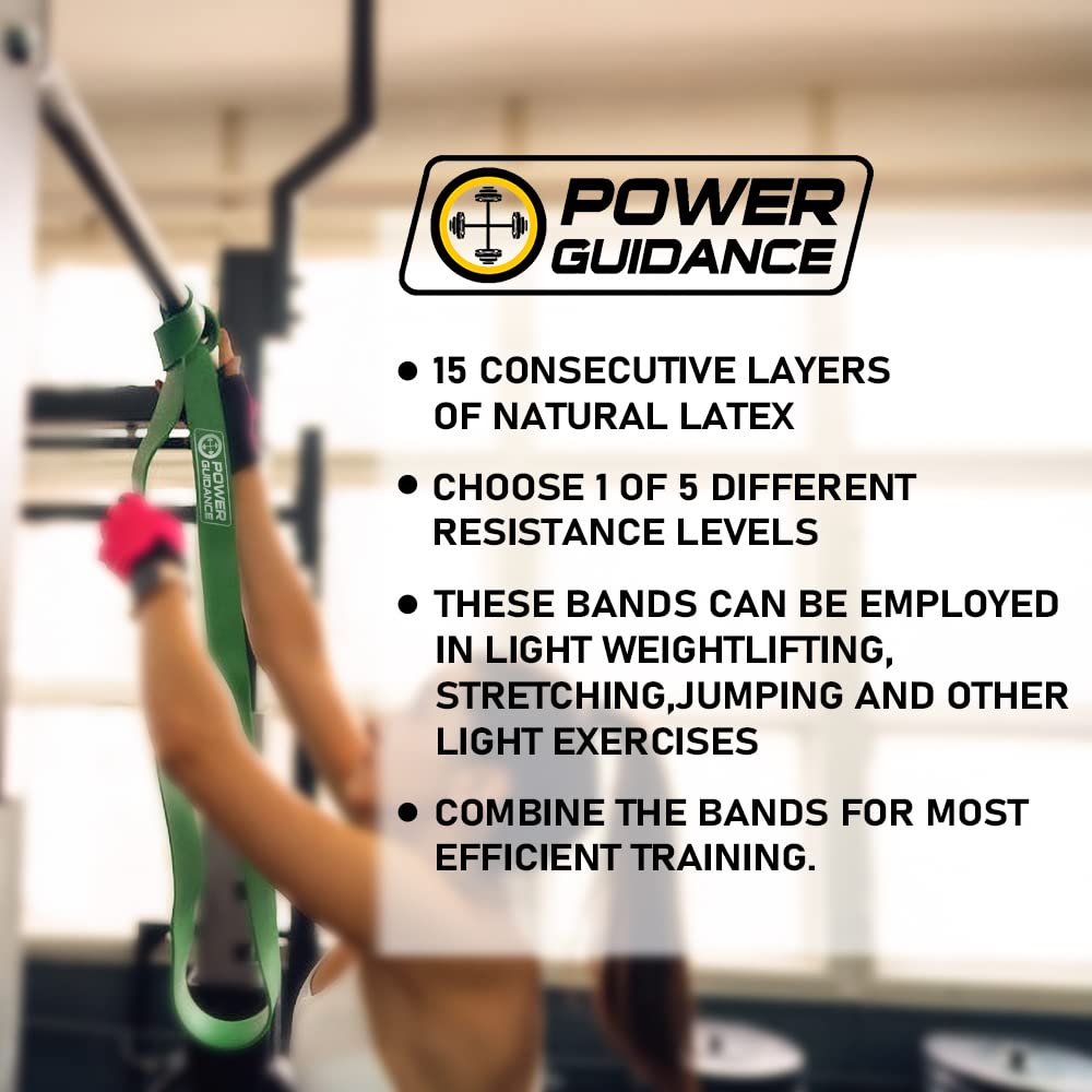 POWER GUIDANCE Pull Up Assist Bands - Stretch Resistance Band - Mobility Band - Powerlifting Bands - by Perfect for Body Stretching, Powerlifting, Resistance Training (Red)