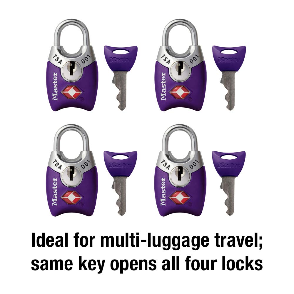 Master Lock 4689Q TSA Approved Luggage Lock, 4 Pack, Colors May Vary