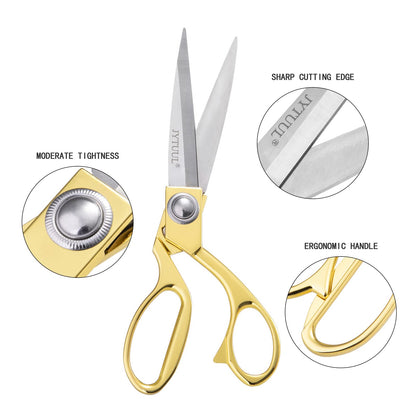 JYTUUL Professional Heavy Duty Tailor Scissors, Sharp Stainless Steel 8" Gold Dressmaker Shears Multipurpose Fabric Scissors Sewing Dressmaking Craft Scissors for Office and Home