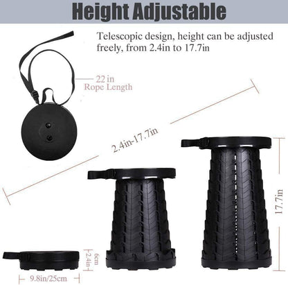 Fishboy Upgraded Collapsible Stool, 400lbs Max Weight, Lightweight But Sturdy, Portable Retractable Folding Telescoping Foldable Camping Stool for Adults Outdoor Fishing Hiking Travel BBQ