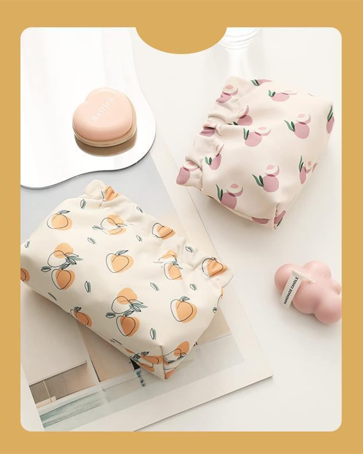 Gepehoho Small Pouches for Purse, 3pcs Portable Mini Makeup Bag, No Zipper Self-closing Accessories Organizer for Cosmetics Headphones Jewelry (D)