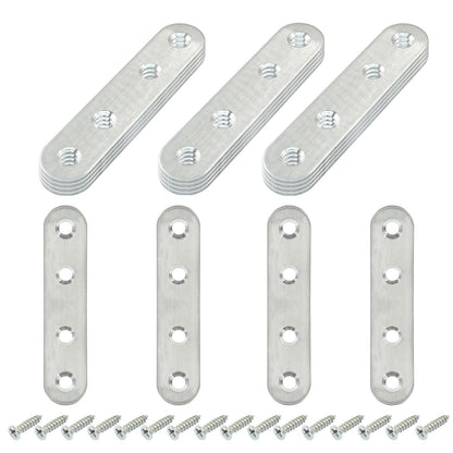 Rierdge 16 Pack 3 Inch Stainless Steel Flat Plate Straight Bracket Flat Metal Brace Bracket, 80mm Metal Brackets Mending Repair Plate Brace with Screws for Wood Straight Brace