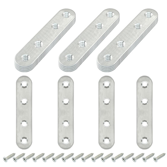 Rierdge 16 Pack 3 Inch Stainless Steel Flat Plate Straight Bracket Flat Metal Brace Bracket, 80mm Metal Brackets Mending Repair Plate Brace with Screws for Wood Straight Brace