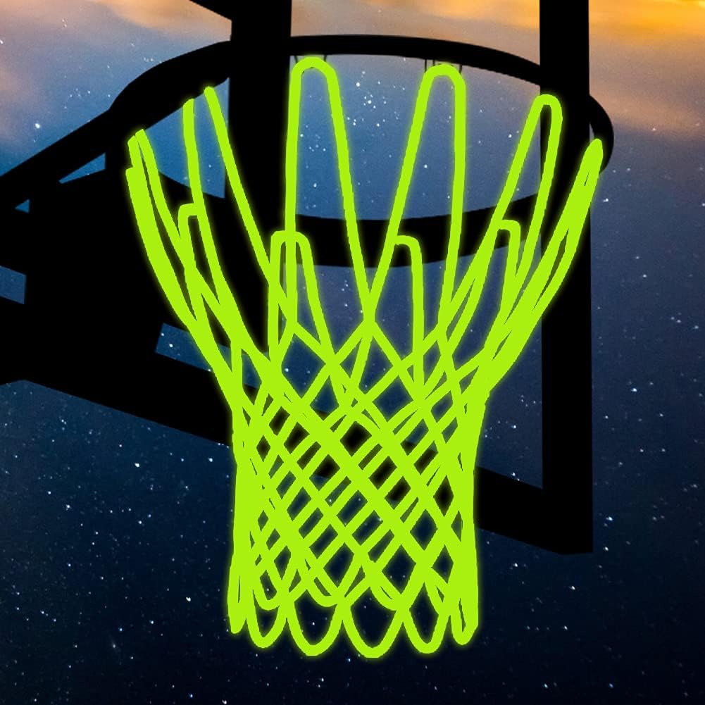 NEIJIANG Glow Basketball Net, Nightlight Basketball Net Luminous Outdoor Portable Sun Powered Sport Nylon (Yellowish Green)