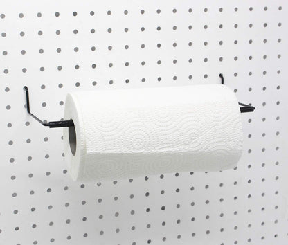 Paper Towel Holder for Pegboard, Extendable, Fit Any Standard Pegboard, Pegboard Organization Accessory Hook for Workshop, Garage, Kitchen, Laundry Room, Bathroom 2 Packs, Black (2 PCS)