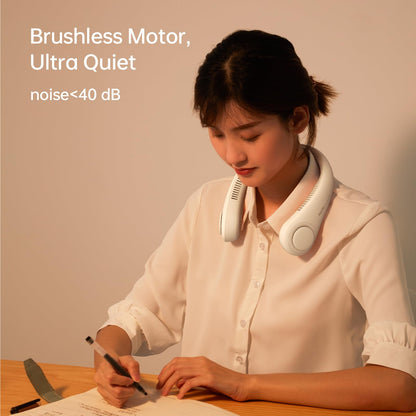 JISULIFE Neck Fan Portable, Personal Wearable Fan with Battery Rechargeable, Bladeless Travel Cooling Design with Powerful Wind, 3 Speeds, Quiet, Gifts for Men/Women/Friends - Grey