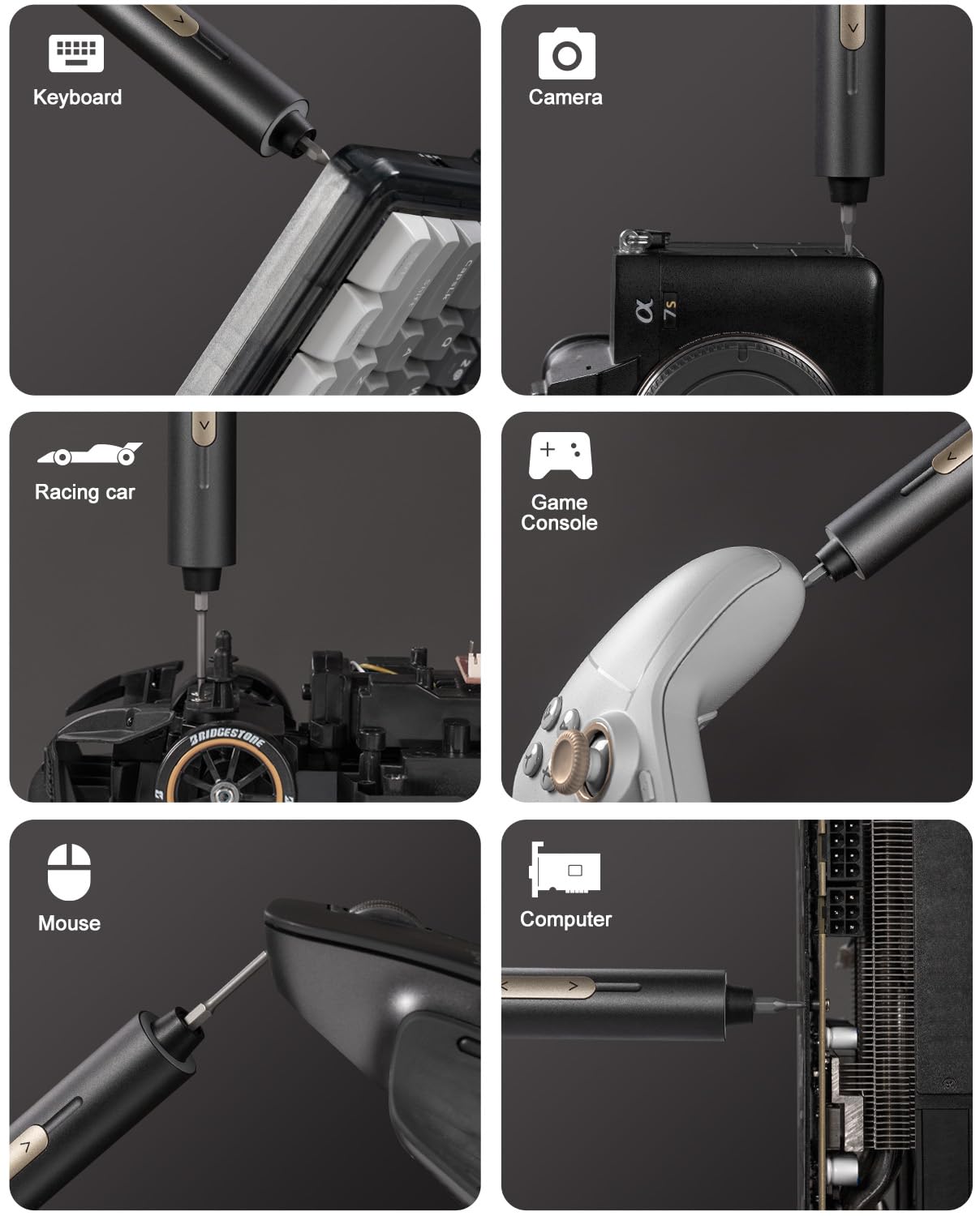 Fanttik E2 Ultra 3.7V Mini Electric Screwdriver, Cordless Screwdriver, Max 0.6N.m, 50 Magnetic Bits, 5/32'' Hex, Magnetic Storage, Repair Tool for Electronics, Camera, Laptop, and PC Build (Grey)