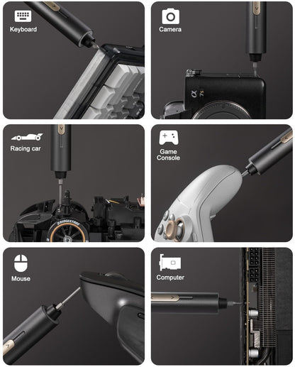 Fanttik E2 Ultra 3.7V Mini Electric Screwdriver, Cordless Screwdriver, Max 0.6N.m, 50 Magnetic Bits, 5/32'' Hex, Magnetic Storage, Repair Tool for Electronics, Camera, Laptop, and PC Build (Grey)