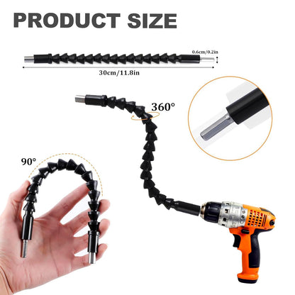 17Pcs Flexible Drill Bit Extension, Include 3Pcs Rotatable Socket Adapter 2Pcs Hex Shank 105° Right Angle Drill Attachment 10 Short Screwdriver Bits 90° Angled Bits and Bendable Extension