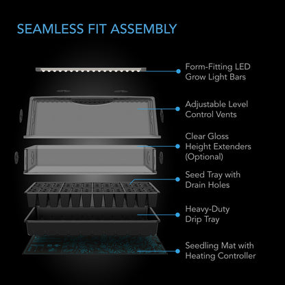 AC Infinity Heavy-Duty Large Humidity Dome 6x12 Germination Kit with Waterproof Seedling Mat, Full Spectrum LED Grow Light Bars, Samsung LM301H EVO Diodes, Vented Extension Panels, for Seed Starting