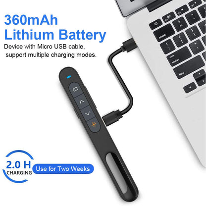 Norwii N76 Rechargeable Presentation clicker with Pointer, Long Range Presentation Remote, Wireless Presenter for PowerPoint Presentations, Slide Control (Black with Red Light)