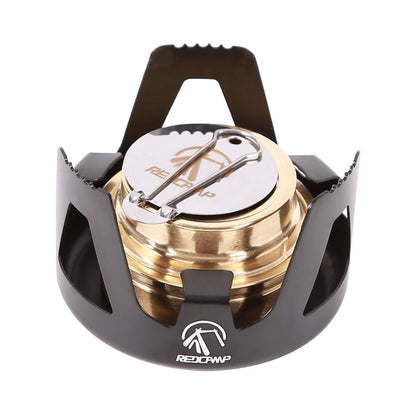 REDCAMP Mini Alcohol Stove for Backpacking, Lightweight Brass Spirit Burner with Aluminium Stand for Camping Hiking, Black
