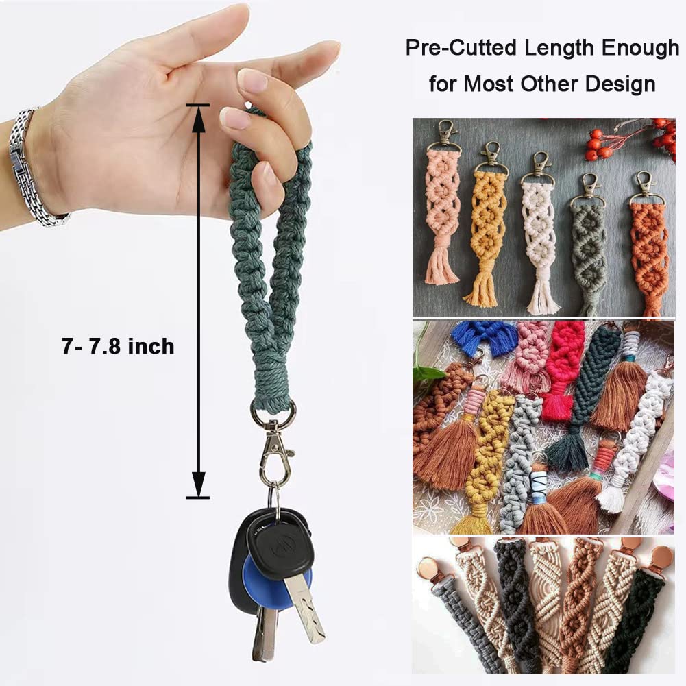 Adult DIY Craft Keychain Making Kit Boho Macrame Keychain Kit Includes Key Rings Precut Macrame Cord Instructions to Make Cute Keychains and Lanyards Kids Crafts Projects Kits Macrame Beginners