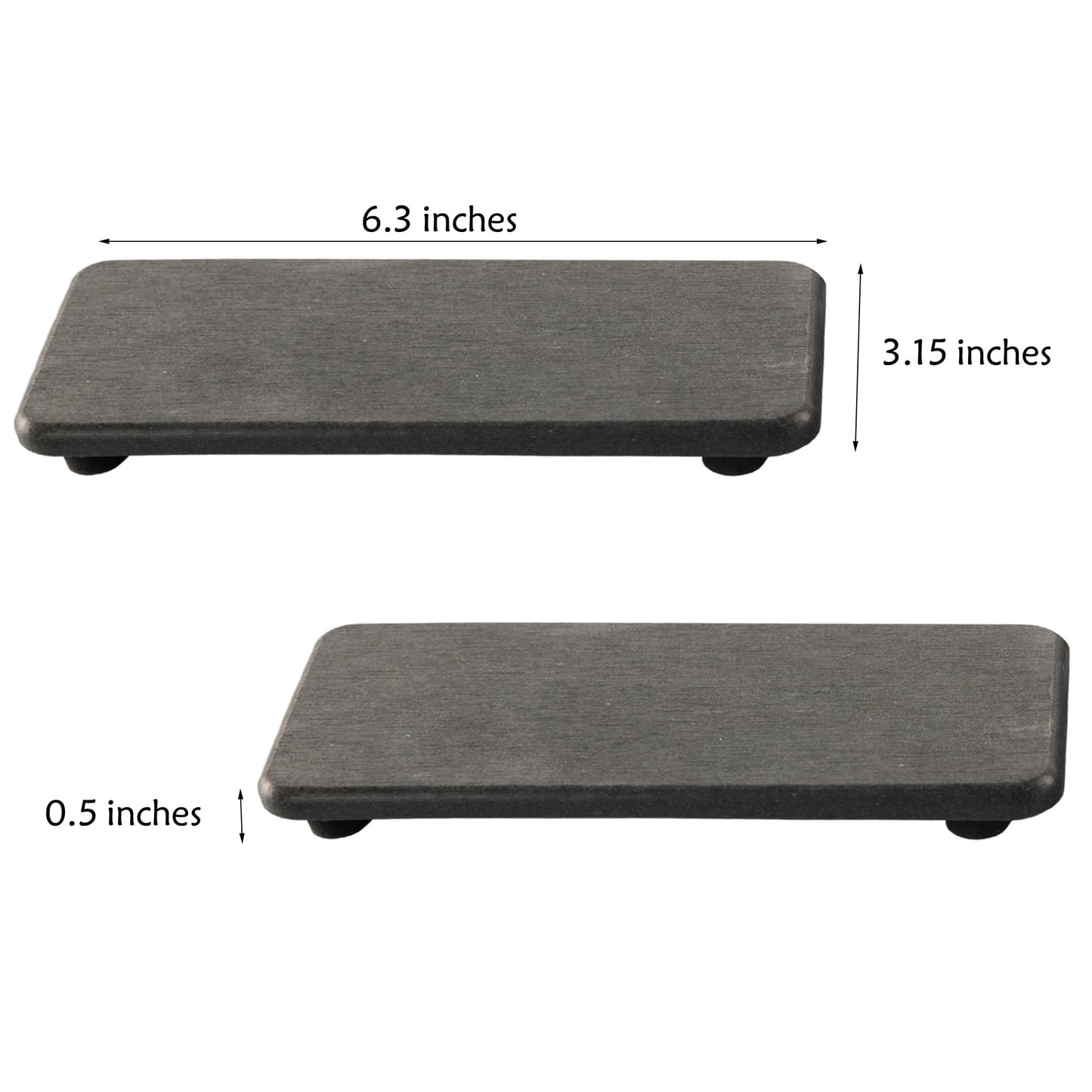 NiuYichee 2 Pcs Water Absorbing Stone Trays, Kitchen/Bathroom Sink Soap Dish, Diatomite Tray Used for Hand Soap & Cosmetic Bottles in The Modern Home, 3.15" W x 6.3" L, Dark Gray
