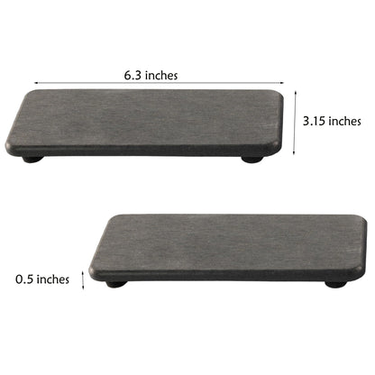 NiuYichee 2 Pcs Water Absorbing Stone Trays, Kitchen/Bathroom Sink Soap Dish, Diatomite Tray Used for Hand Soap & Cosmetic Bottles in The Modern Home, 3.15" W x 6.3" L, Dark Gray