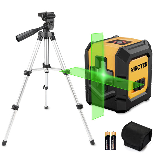 Nikotek Laser Level with Tripod, Self-Leveling Green Beam Horizontal and Vertical Cross-Line Laser for Home Decoration Carrying Pouch, Battery Included