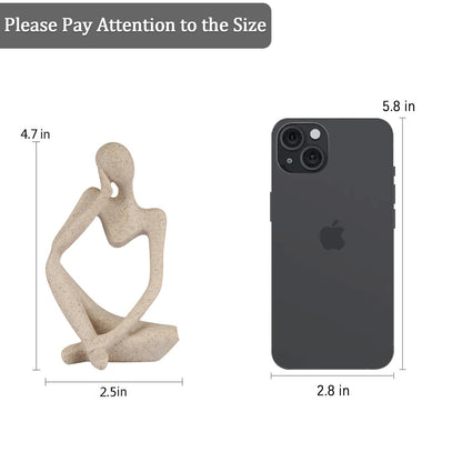 Ozzptuu Sandstone Resin Thinker Style Abstract Sculpture Statue Collectible Figurines Home Office Bookshelf Desktop Decor(Small Sandstone,Left)