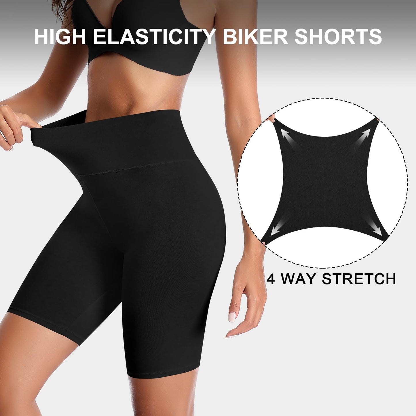 K-CHEONY Women's Biker Shorts Cotton High Waisted Slip Boyshorts Underwear Yoga Workout Gym Shorts Leggings Black