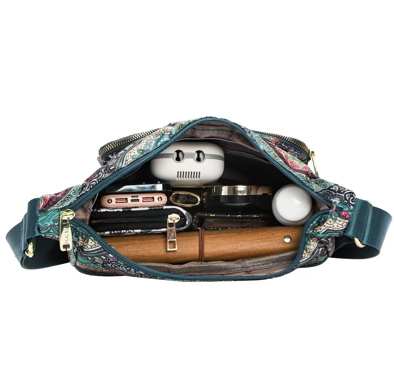 Pealwel Women Shoulder Handbag Roomy Multiple Pockets Bag Ladies Crossbody Purse Tote Top Handle Satchel(SS-Black&Blue)