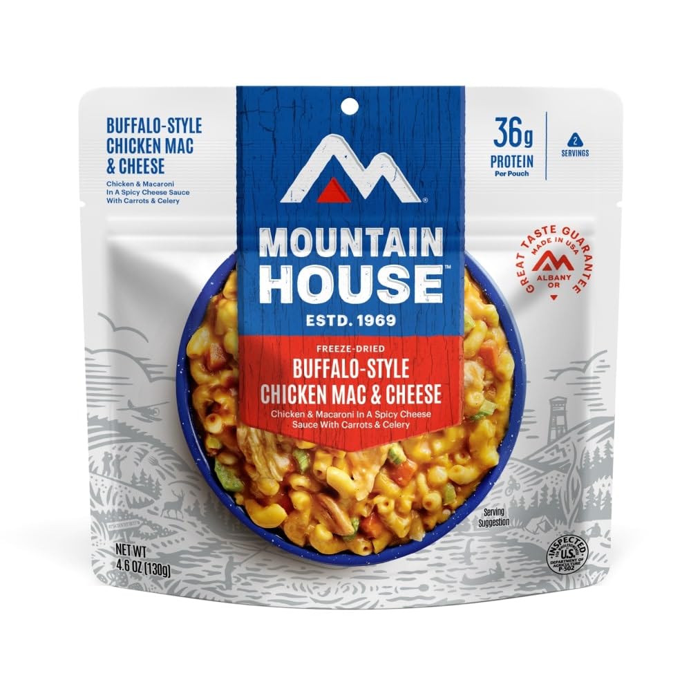 Mountain House Buffalo-Style Chicken Mac & Cheese | Freeze Dried Backpacking & Camping Food | 2 Servings