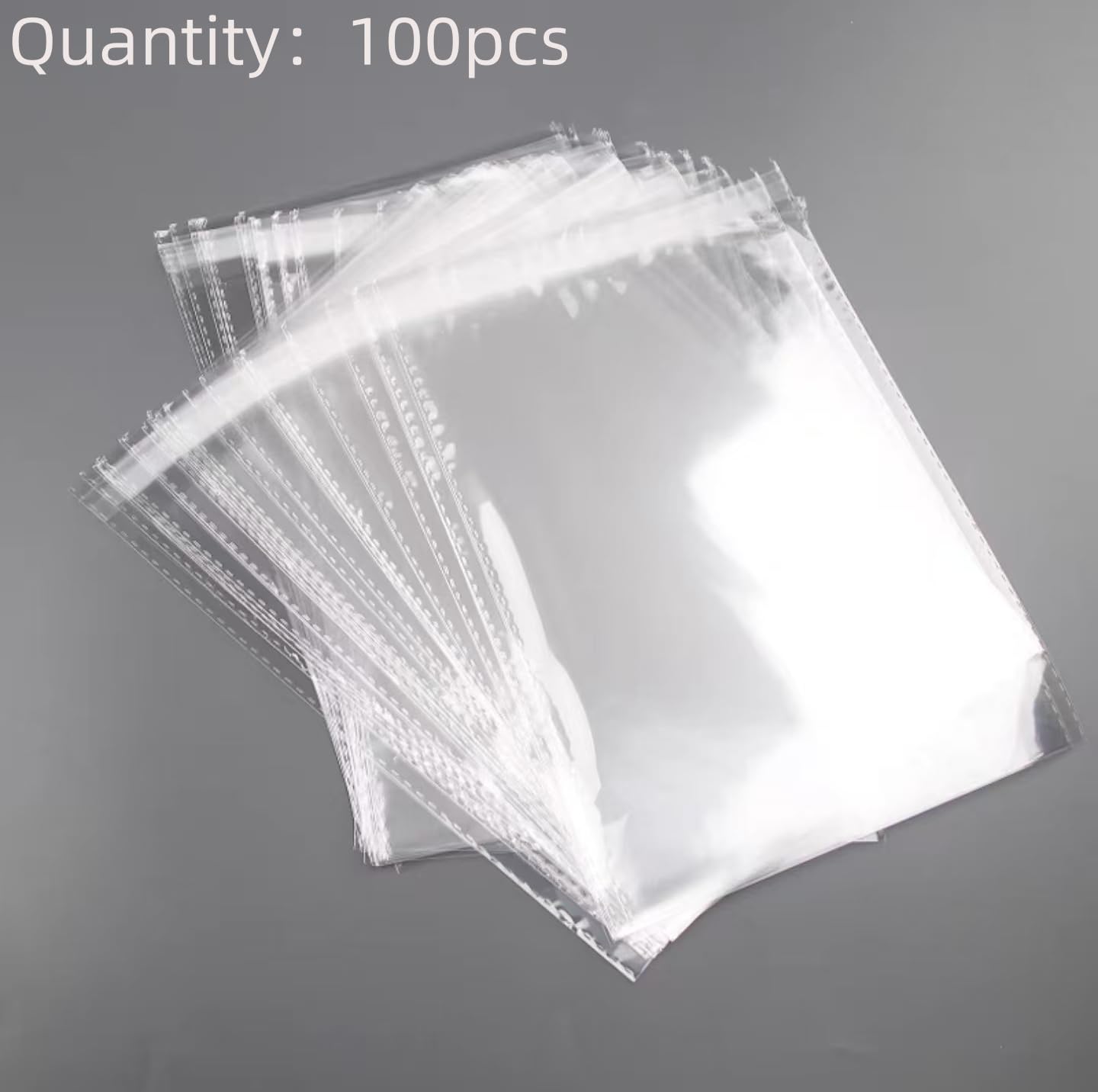 100 Pieces (9x12 Inch) Clear Plastic Bags for Packaging, Clothing & T-Shirts Strong Packing Self Adhesive Cellophane Bag