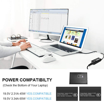 Ostrich Charger Compatible with Dell Laptop Computer 65W 45W Round Tip Power Adapter