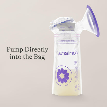 Lansinoh Breastmilk Storage Bags, 100 Count, Baby Essentials, Fast Freeze & Thaw Breast Milk Bags for Baby Bottle Feeding, Superior Strength & Stretch, 6 Ounce