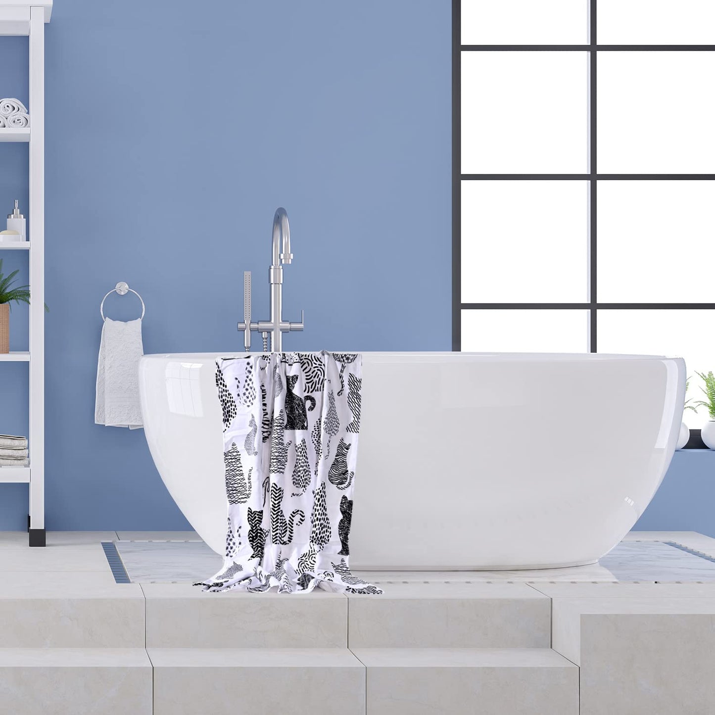 LIVILAN Cat Kitten Beach Towel, Soft Microfiber, 30'x60', Quick Dry, Sand Proof, Perfect for Women, Anime Picnic, Bath, Pool, Yoga, Cute Cat Hello Kitty Design, Ideal Gifts