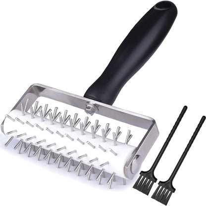 EVEDMOT Pizza Dough Docker Roller Stainless Steel, Pin Puncher Dough Hole Maker, Docking Tool for Pizza Pie Cookie Pastry Bread