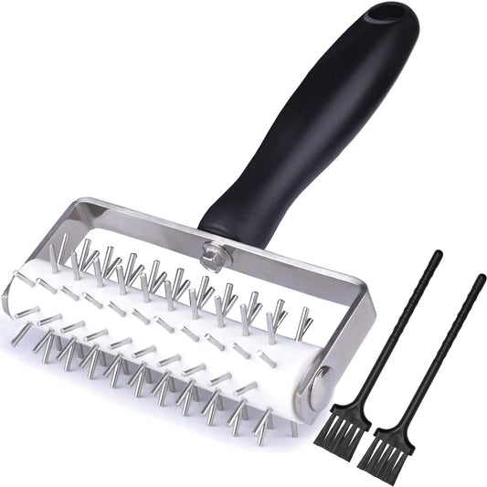 EVEDMOT Pizza Dough Docker Roller Stainless Steel, Pin Puncher Dough Hole Maker, Docking Tool for Pizza Pie Cookie Pastry Bread