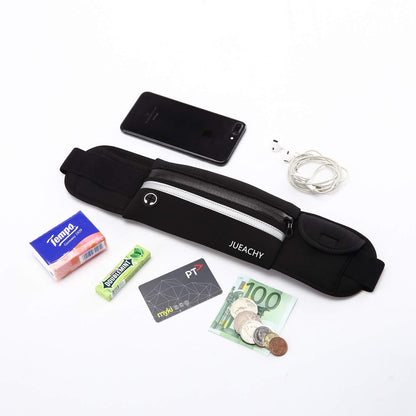 Jueachy Running Belts for Women Waterproof Fanny Pack Running Waist Pouch Phone holder Adjustable Sports Money Belt with Headphone Port