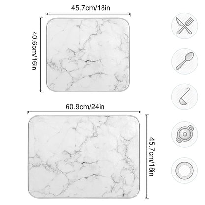 Absorbent Dish Drying Mat for Kitchen Counter - Marble Print Microfiber Drying Pad, Reversible Drainer Mats for Countertop, Large 18 x 24 inch