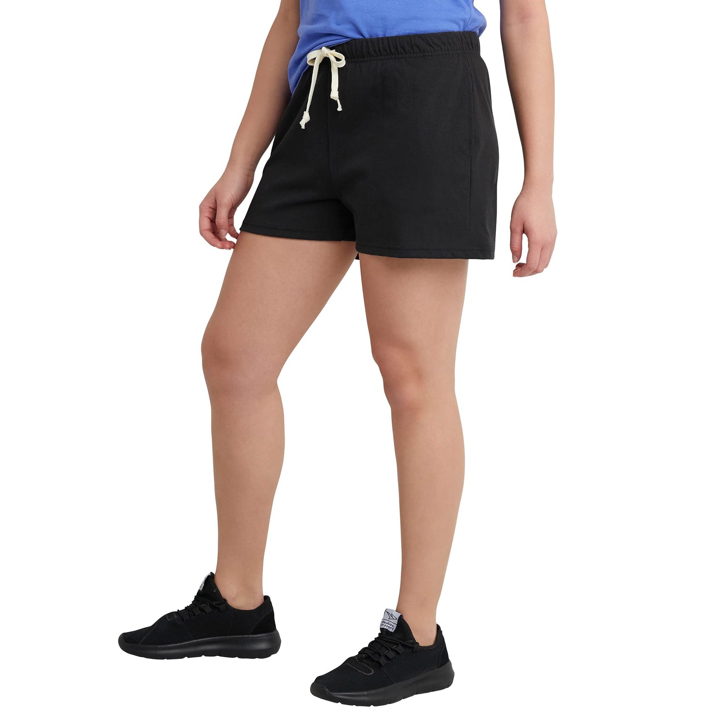 Hanes Comfortblend Essentials Drawstring, Cotton Women, Adjustable Shorts, Black, X Large