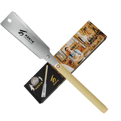 KERYE Japanese Pull Saw 9.5 Inch, Hand Saw with Double Edges of 10/17 TPI and Replaceable Blade, Ryoba Wood Cuttter, Sharp and Light Woodworking Tools Gifts for Men and Women-KY01