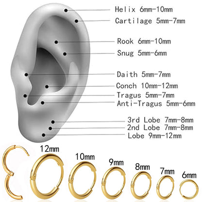 1 Pair 6mm Small Hoop Earrings for Women, Dainty 14K Gold Plated Huggie Hoop Earrings Hypoallergenic Lightweight Cartilage Earrings Set for Multiple Piercings for Sensitive (Gold/1.6mm)