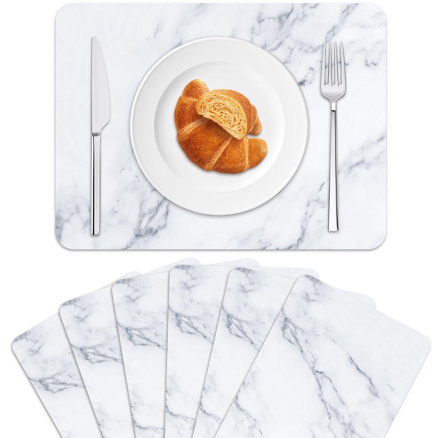 Marble Plastic Placemats Set of 6 Marbles Table Mats Marble Theme Place Mats Wipe Clean Washable Recyclable Table Placemats for Indoor Outdoor Heat Resistant Kitchen Dining
