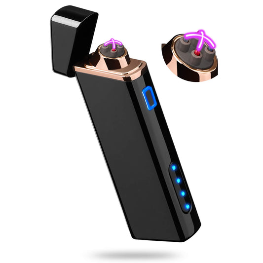 Lighter, Electric Arc Lighter USB Rechargeable Windproof Flameless Lighter Plasma Lighter with Battery Indicator (Upgraded) for Fire, Cigarette, Candle - Outdoors Indoors