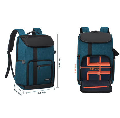 MOSISO Camera Backpack, DSLR/SLR/Mirrorless Large Men/Women Photography Camera Bag Case with 17.3 inch Laptop Compartment&Tripod Holder&Rain Cover Compatible with Canon/Nikon/Fuji/Laptop, Teal Blue